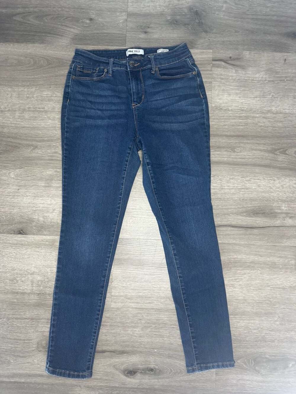 Nine West Cigarette High Rise Skinny Jeans Size 8P Blue Denim